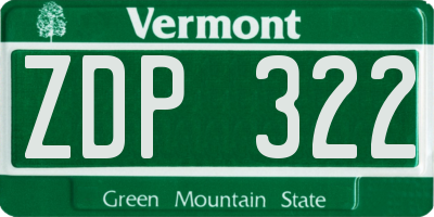 VT license plate ZDP322