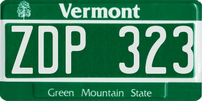 VT license plate ZDP323