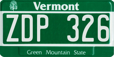 VT license plate ZDP326