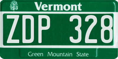 VT license plate ZDP328