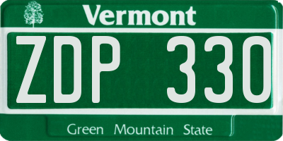 VT license plate ZDP330