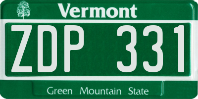 VT license plate ZDP331