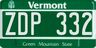VT license plate ZDP332