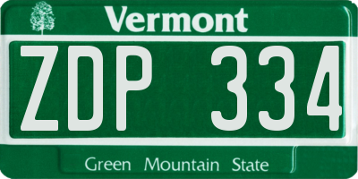 VT license plate ZDP334