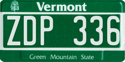 VT license plate ZDP336