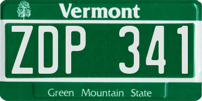 VT license plate ZDP341