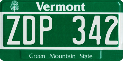VT license plate ZDP342