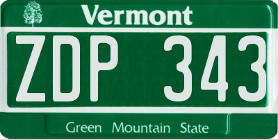 VT license plate ZDP343