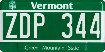 VT license plate ZDP344