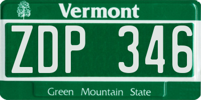 VT license plate ZDP346