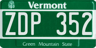 VT license plate ZDP352