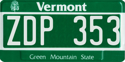 VT license plate ZDP353