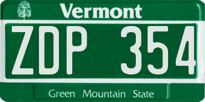 VT license plate ZDP354