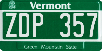 VT license plate ZDP357