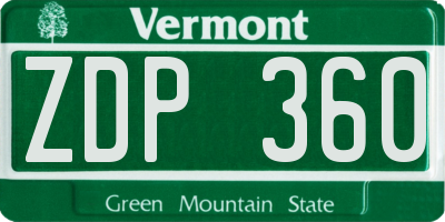 VT license plate ZDP360