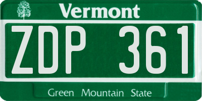 VT license plate ZDP361