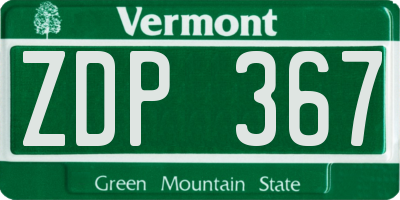 VT license plate ZDP367