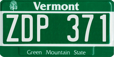 VT license plate ZDP371