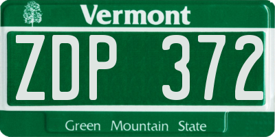 VT license plate ZDP372