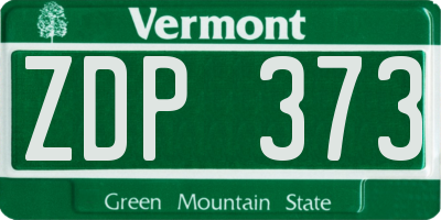VT license plate ZDP373