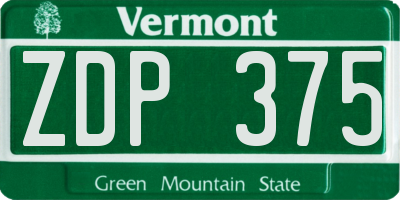 VT license plate ZDP375