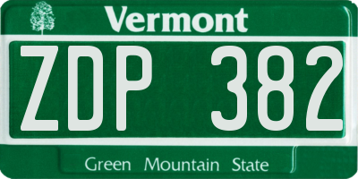 VT license plate ZDP382