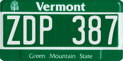 VT license plate ZDP387