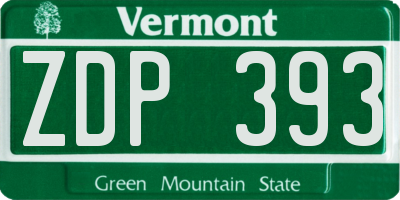 VT license plate ZDP393