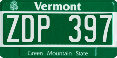 VT license plate ZDP397