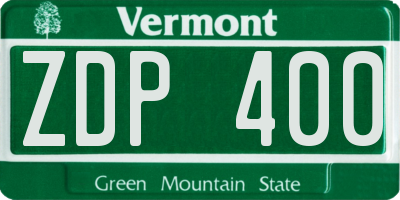 VT license plate ZDP400