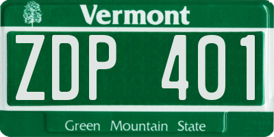 VT license plate ZDP401