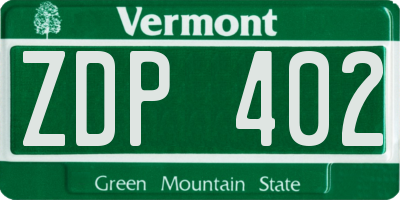 VT license plate ZDP402