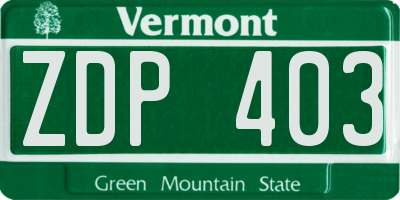 VT license plate ZDP403