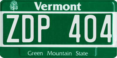 VT license plate ZDP404