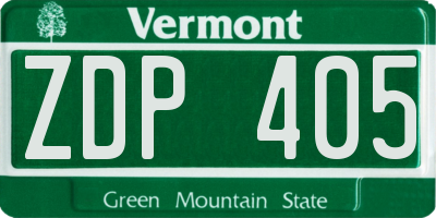 VT license plate ZDP405