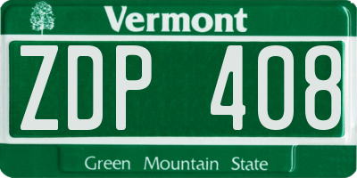 VT license plate ZDP408