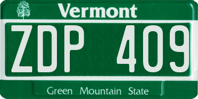 VT license plate ZDP409