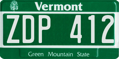 VT license plate ZDP412