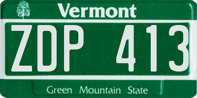 VT license plate ZDP413