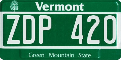 VT license plate ZDP420