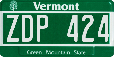 VT license plate ZDP424