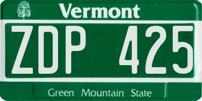VT license plate ZDP425