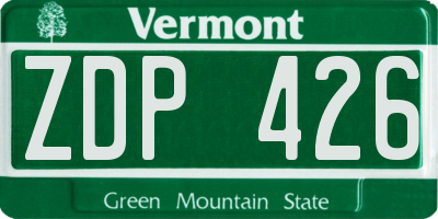 VT license plate ZDP426