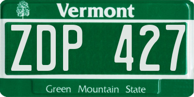 VT license plate ZDP427