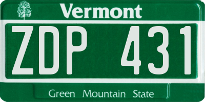 VT license plate ZDP431