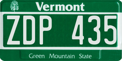VT license plate ZDP435