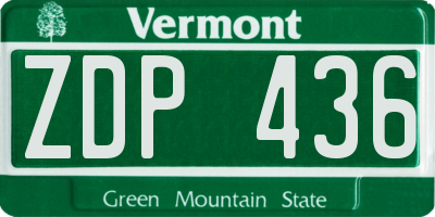 VT license plate ZDP436