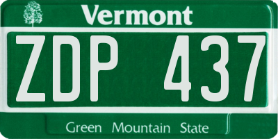 VT license plate ZDP437