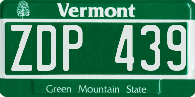 VT license plate ZDP439