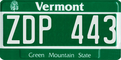 VT license plate ZDP443